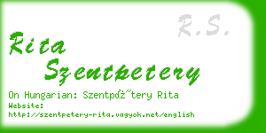 rita szentpetery business card